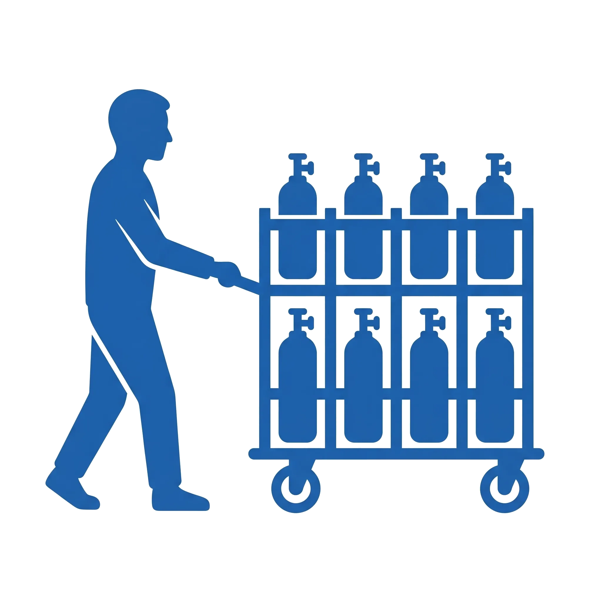 One person driving the motorized cylinder cart