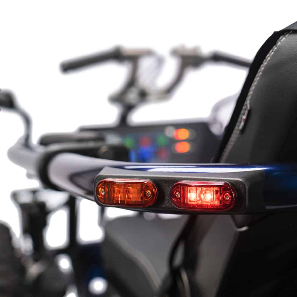 Detail of TerrainHopper Overlander 4ZS roll bar with integrated rear lights for added visibility and safety