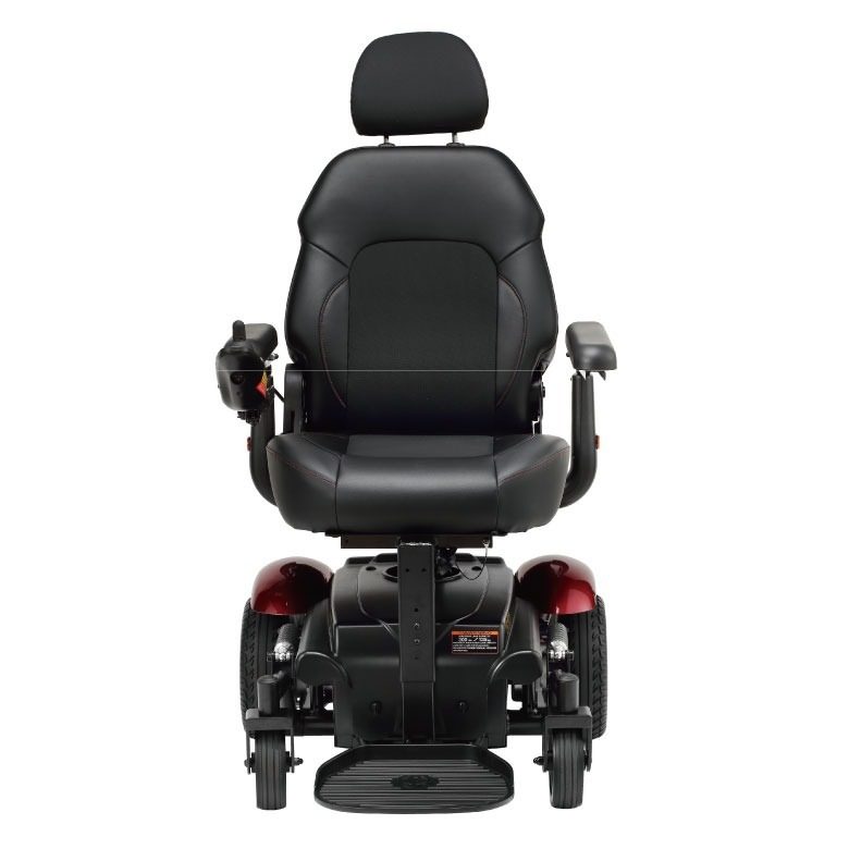 Front view of the Merits Vision Sport wheelchair, showcasing its ergonomic design and advanced features for user comfort and mobility.