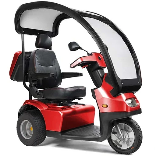 Red Afiscooter S3 Mobility Scooter with Canopy and Golf Tire