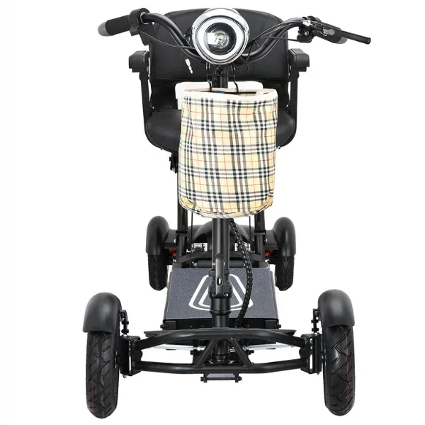 Front view of the Bangeran Dragon Mobile EX scooter showing the headlight, handlebars, and storage bag.