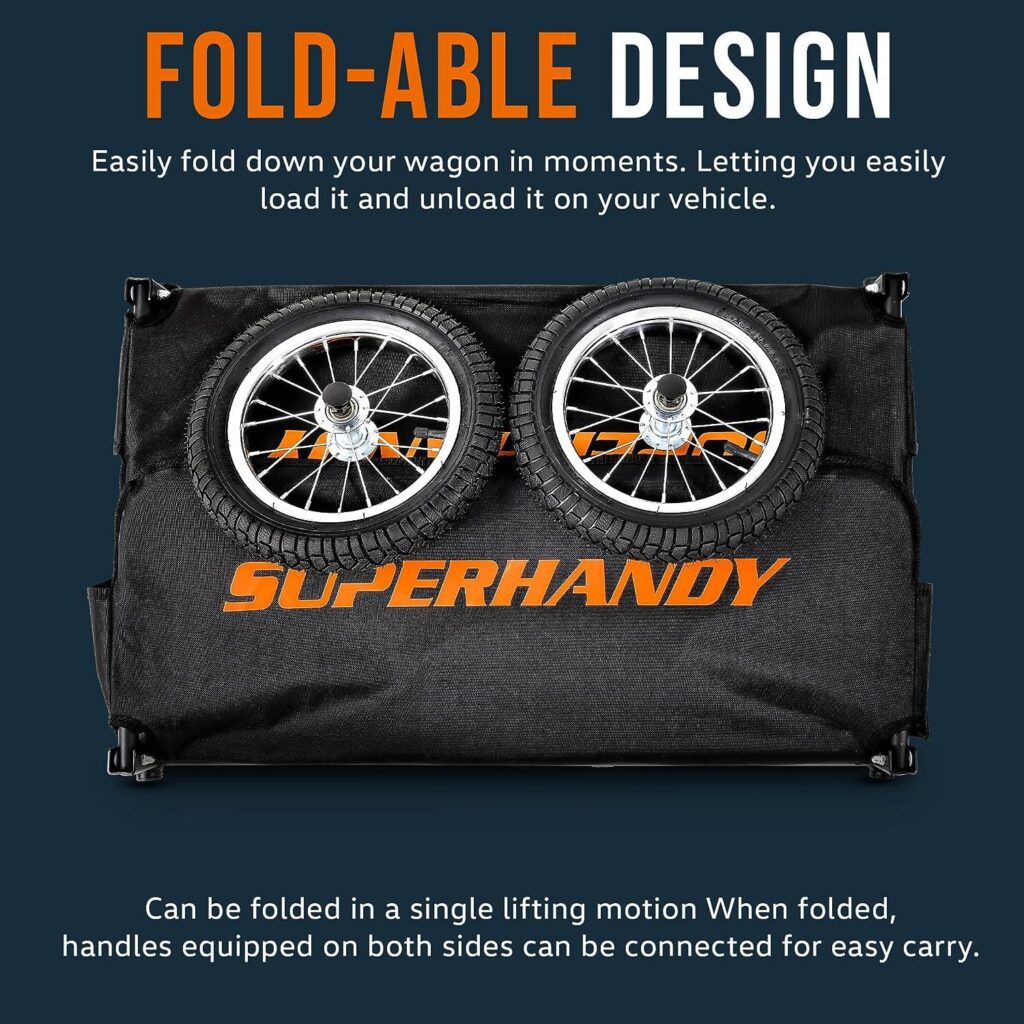 SuperHandy Foldable Wagon - Lightweight, 155 lbs Capacity, Tool-Free Assembly, Compatible with SuperHandy/G Mobility Scooters view 6