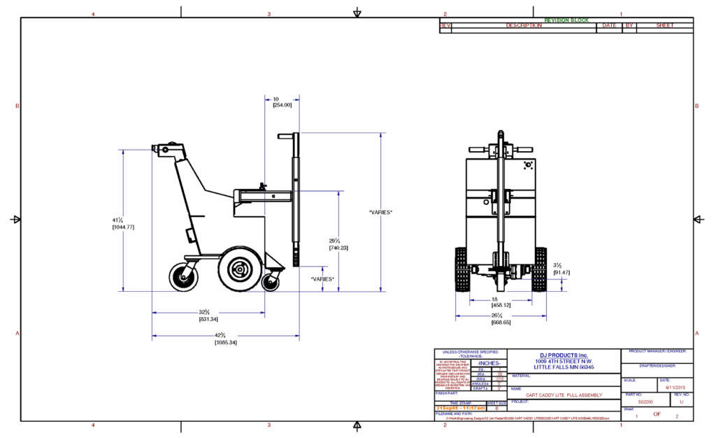DJ Products CartCaddyLite dimensions drawing