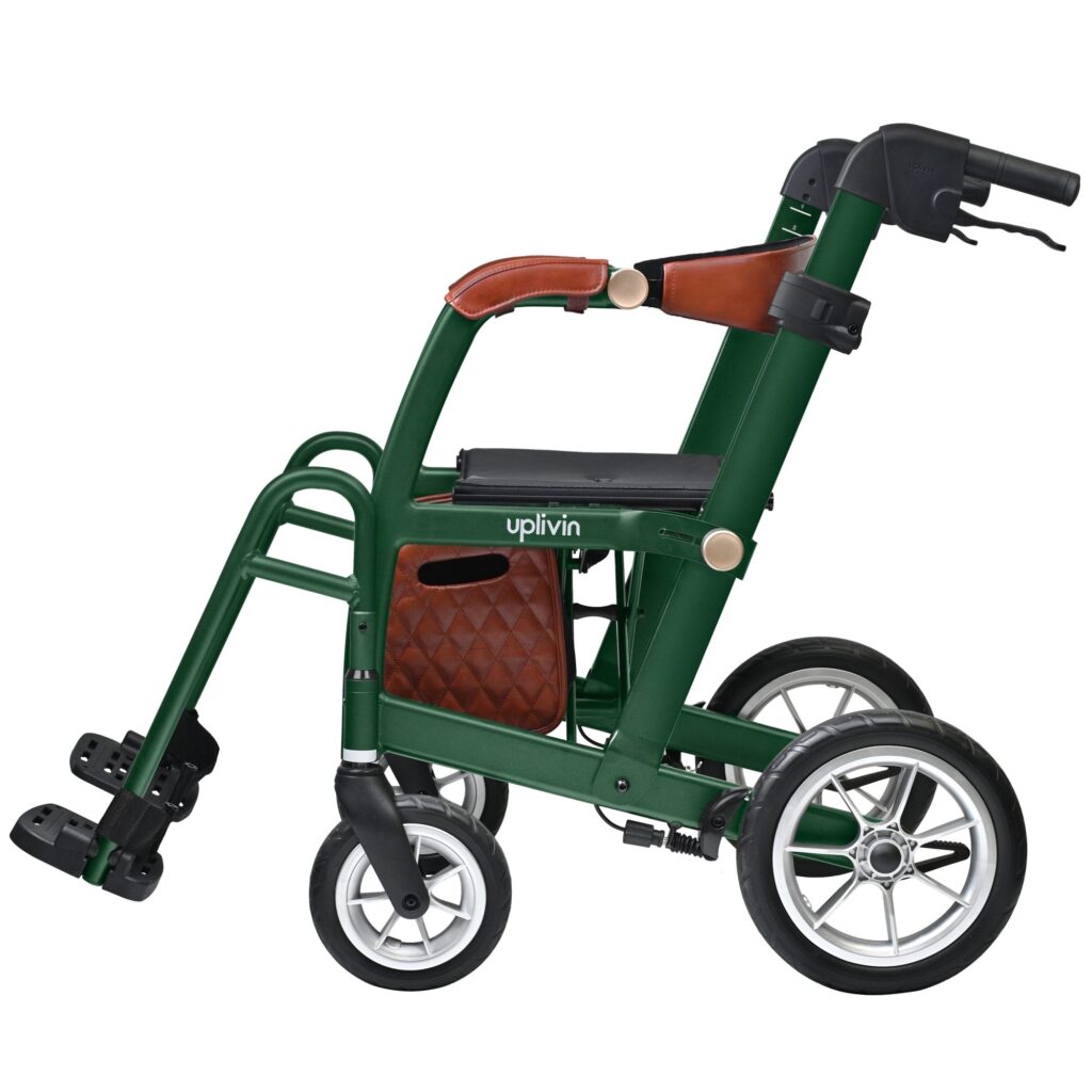 Uplivin Gavo in transport chair mode with footrests down, side view